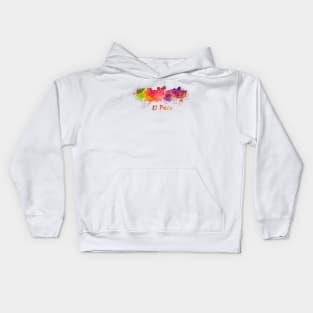 El paso skyline in watercolor Kids Hoodie